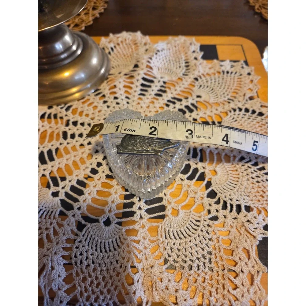 vintage depression glass swan trinket box
